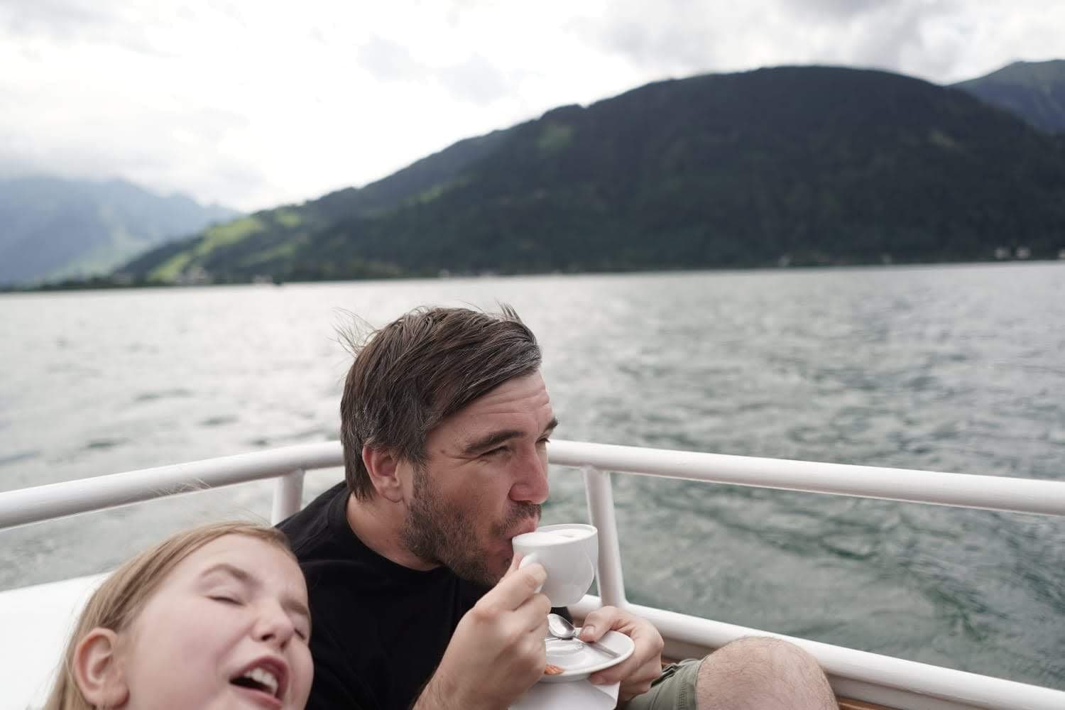 Dave Langdon relaxing by an Austrian lake — East Anglia wholesale greeting card and giftware sales agent